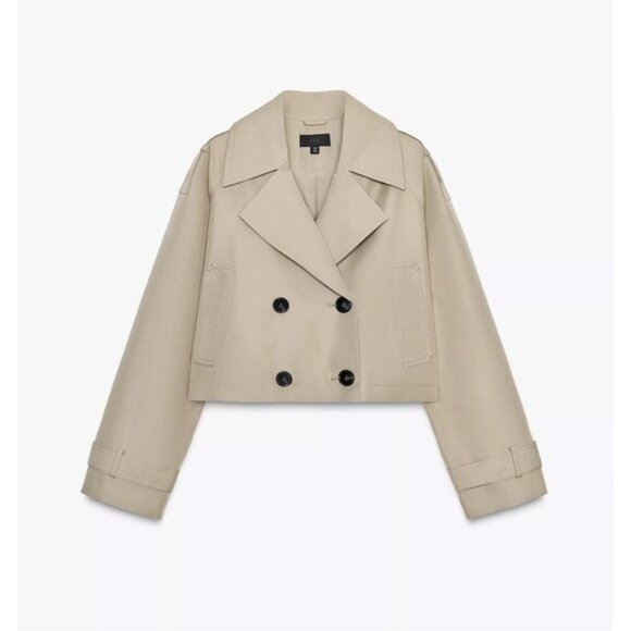 Zara DOUBLE BREASTED SHORT TRENCH COAT - Picture 1 of 6